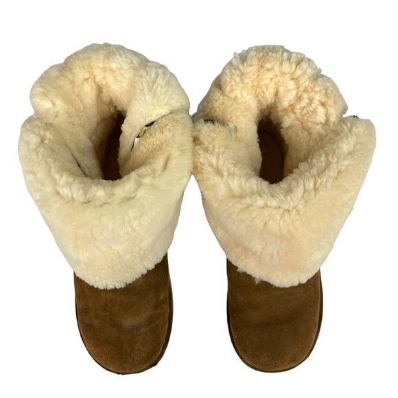 RJS Fuzzies Trixie Brown Sheepskin Ankle Boots Size 7 - Picture 10 of 14